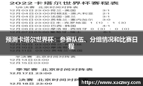 预测卡塔尔世界杯：参赛队伍、分组情况和比赛日程