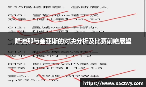 隆迪那与奎亚斯的对决分析及比赛前瞻展望
